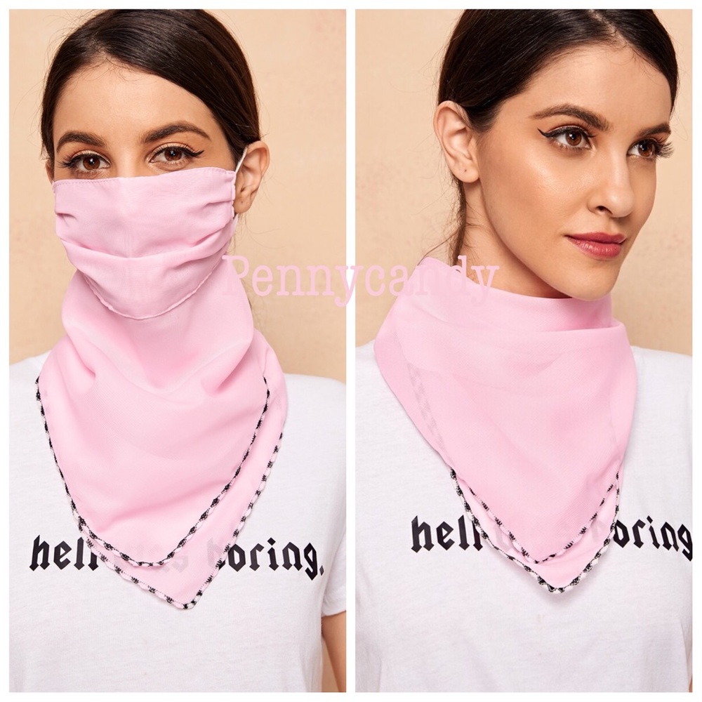 Pink  bandanna face masks pink, cream